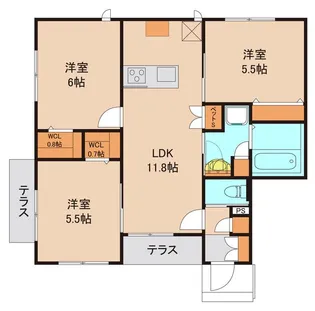 メゾンクレール日暮North【1階】の間取り