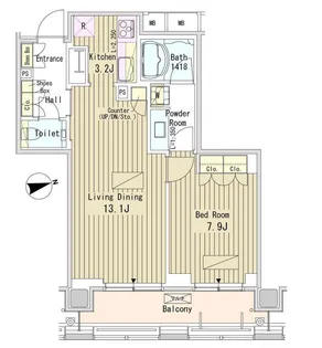 パークアクシス御成門【18階】の間取り