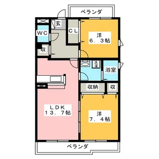 グランシャリオ【2階】の間取り