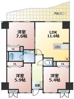 カゼマチテラス【4階】の間取り