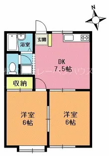 パレスウチダB棟【1階】の間取り