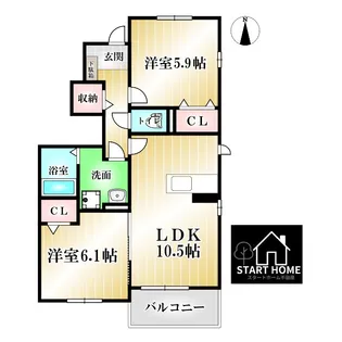 クラールプレディエC【1階】の間取り