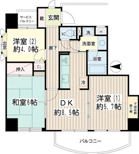 プライムコート鶴見【7階】の間取り