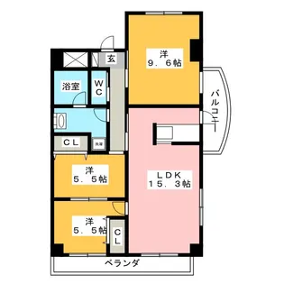 レジデンスタツミ二番館【6階】の間取り