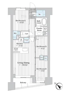 ザ・グランクラッセ日本橋イースト【9階】の間取り