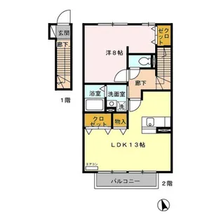 COZY COURT 2m 秦良【2階】の間取り