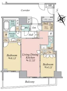 イニシア横浜桜木町【10階】の間取り