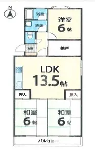 フドウ東生駒ハイツB棟【3階】の間取り
