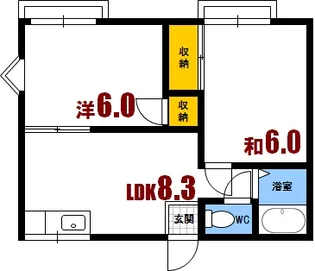 ベルゾーネ桑原【1階】の間取り