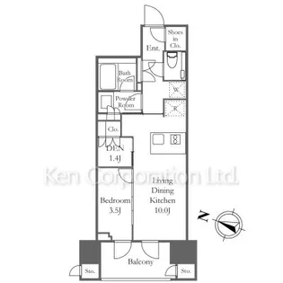 プラウド神田【11階】の間取り