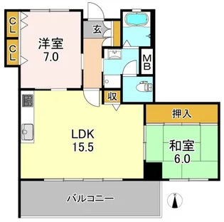ガーデンハイツ加美B棟【4階】の間取り