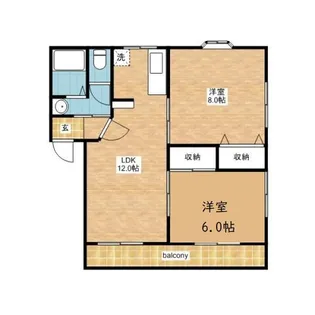 レインテッドハウスC【1階】の間取り