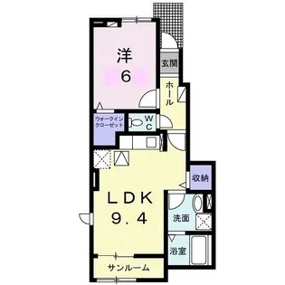 ジュネス ガーデンK3【1階】の間取り