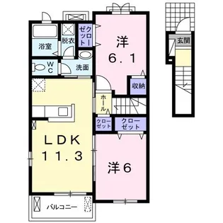 アビィ・ロ-ド A【2階】の間取り
