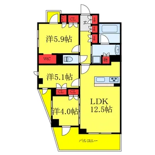 クレアポルテ西日暮里【6階】の間取り