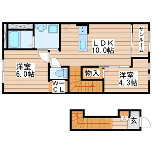 サニーハイツ【2階】の間取り