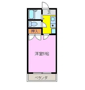 そよ風5番館 1K【2階】の間取り