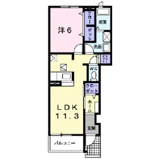 パルク・フィオーレD【1階】の間取り