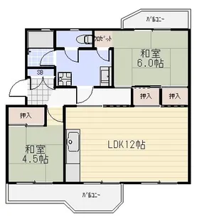 大沢団地10号棟【5階】の間取り