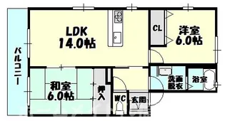 福岡県糟屋郡志免町田富4【アパート】の間取り