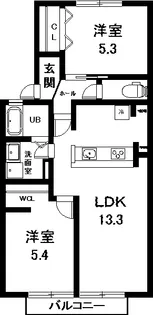 愛知県名古屋市中川区江松1【アパート】の間取り