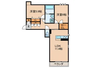 リヴェール久津川【2階】の間取り