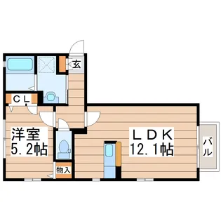 カーサグレース幸【2階】の間取り