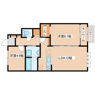 カーサ・デル・ソーレ八幡【1階】の間取り