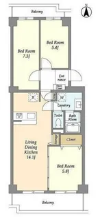 コンフォリア竹ノ塚イースト【6階】の間取り
