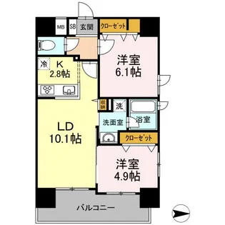 D-room早稲田【13階】の間取り