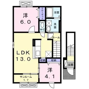 サンブロッサムB【2階】の間取り