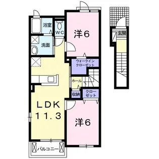 ル・シェノンB【2階】の間取り