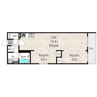 TIO長居公園南【1階】の間取り