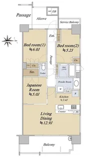 ロジュマン東天満【9階】の間取り
