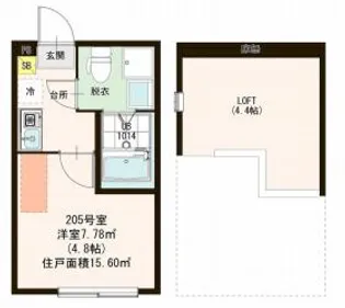 シャンペル三園【1階】の間取り