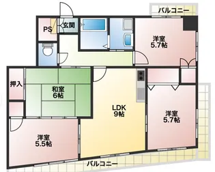 シャルム六ツ門【7階】の間取り