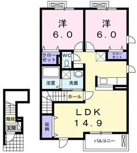 リスティ ストロイエI【2階】の間取り