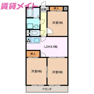 レジデンス優珈里【3階】の間取り