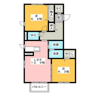 リッシュクイール【2階】の間取り
