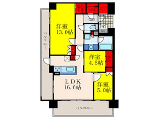 プラウド江坂【6階】の間取り