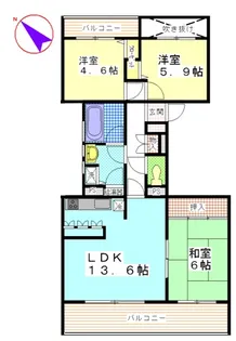 ハイツ東戸塚II B棟【2階】の間取り