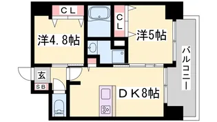 エステムコート神戸ハーバーランド前Vアクア【14階】の間取り