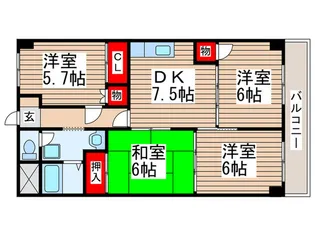 第6千代田マンション【6階】の間取り