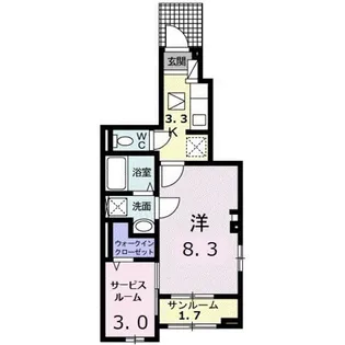 レーヴ旭I【1階】の間取り