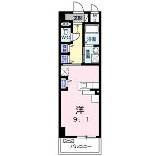 ラフィーネ不動 湯田【2階】の間取り