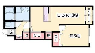 ソレイユA【1階】の間取り