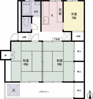 烏山北住宅15号棟【3階】の間取り