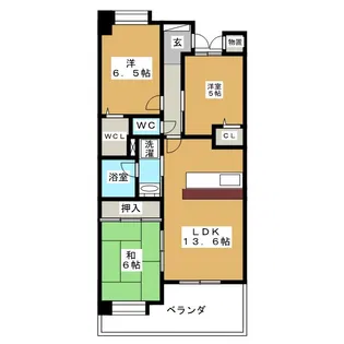 サーパス若里【7階】の間取り