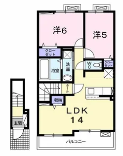 スマイル・リヴ・ウィッシュ B【2階】の間取り