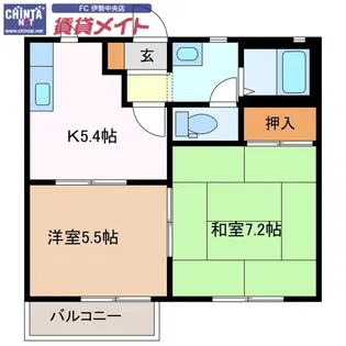 コーポアリス B【2階】の間取り